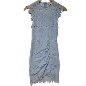 Pastel Blue Lace Bodycon Short Dress Coquette Feminine Wedding Guest‎ Size 4